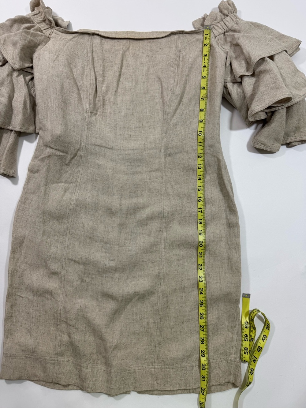 Jan Barboglio Off Shoulder Ruffle Linen Dress - Picture 9 of 9
